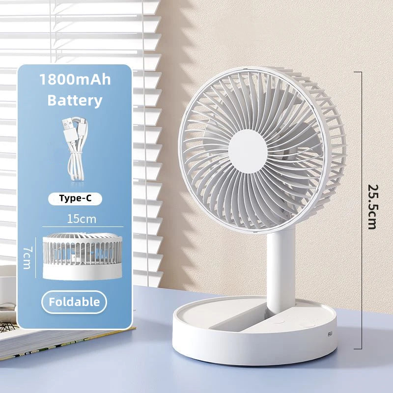 USB Foldable Mini Fan – 4 Speeds, Battery Operated, Timer-Controlled for Home & Outdoors - OJABay