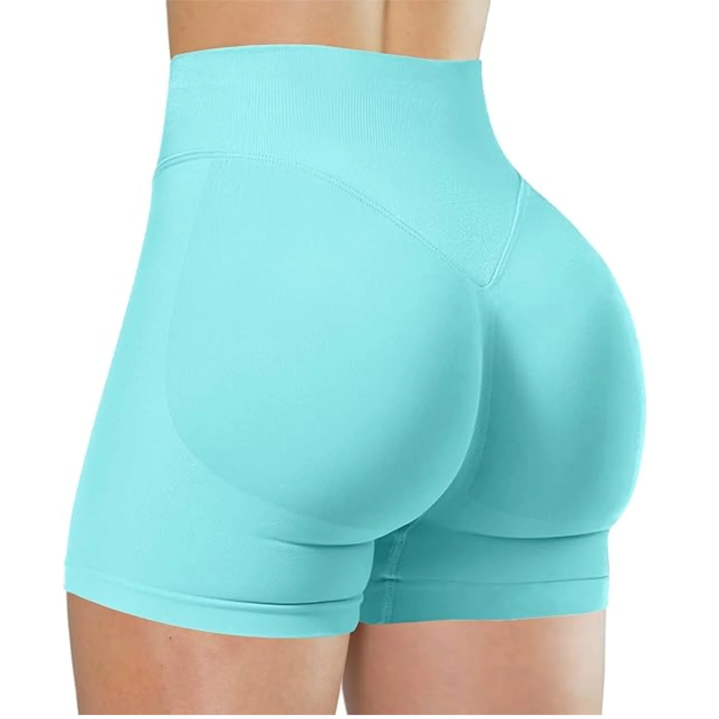 High-Waisted Yoga Shorts – Solid Color, Stretch Fit, Sexy & Sporty - OJABay