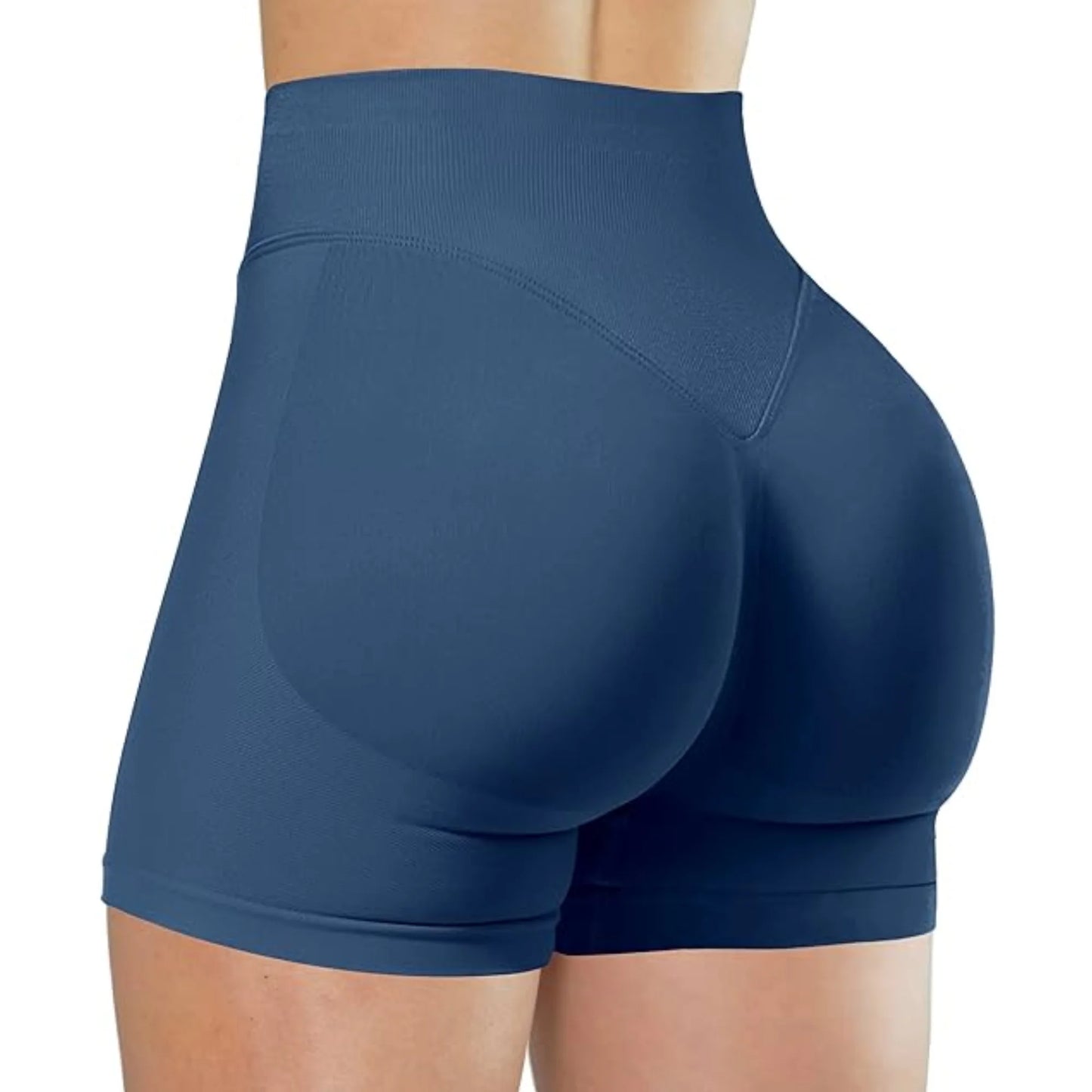 High-Waisted Yoga Shorts – Solid Color, Stretch Fit, Sexy & Sporty - OJABay