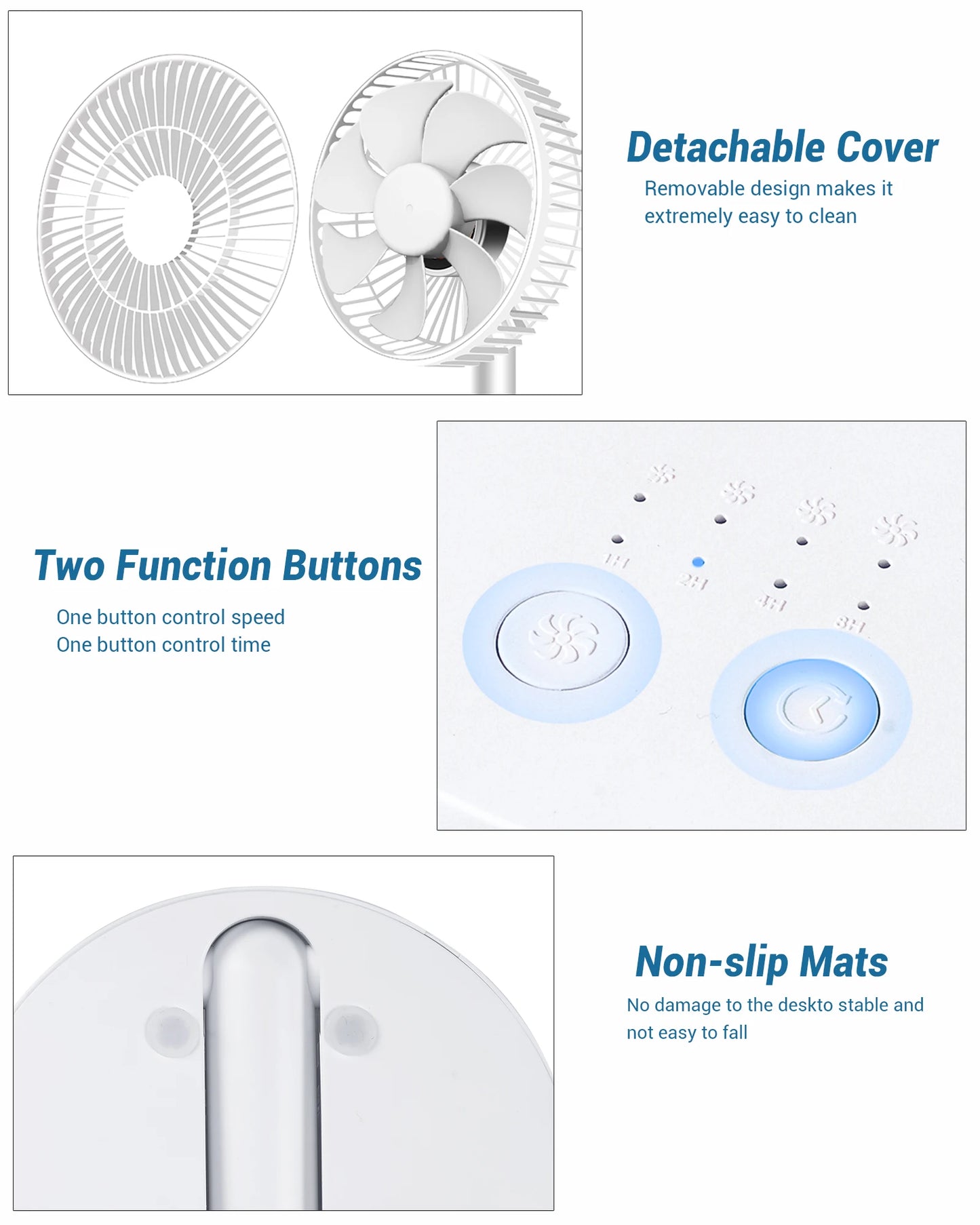 USB Foldable Mini Fan – 4 Speeds, Battery Operated, Timer-Controlled for Home & Outdoors - OJABay