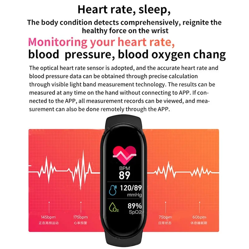 M6 Smartwatch β Fitness Tracker with Heart & Sleep Monitor - OJABay