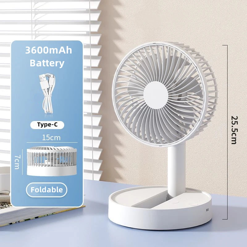USB Foldable Mini Fan – 4 Speeds, Battery Operated, Timer-Controlled for Home & Outdoors - OJABay