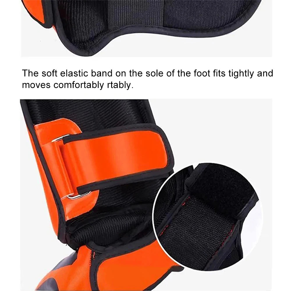 Muay Thai & Kickboxing Shin Guards – PU Leather Leg & Ankle Protectors
