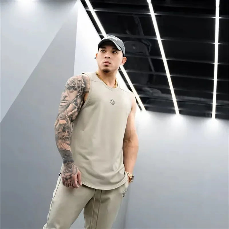 Men’s Cotton Gym Stringer Tank Top – Sleeveless Bodybuilding Vest for Fitness & Workout - OJABay