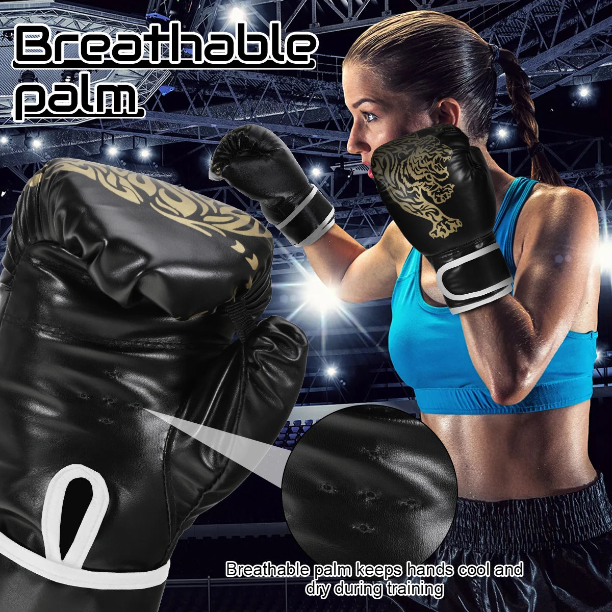PU Leather Boxing Gloves – Adult & Kids Training Gloves for Kickboxing, Gym & Martial Arts