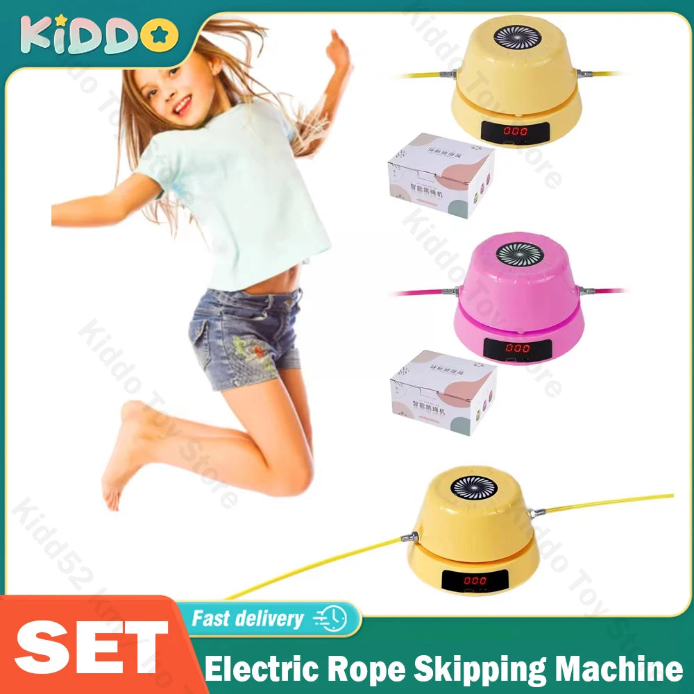 Electric Jump Rope Machine with Digital Counter & Remote โ Smart Automatic Skipping Rope for Kids & Adults, Home Fitness Workout Equipment - OJABay