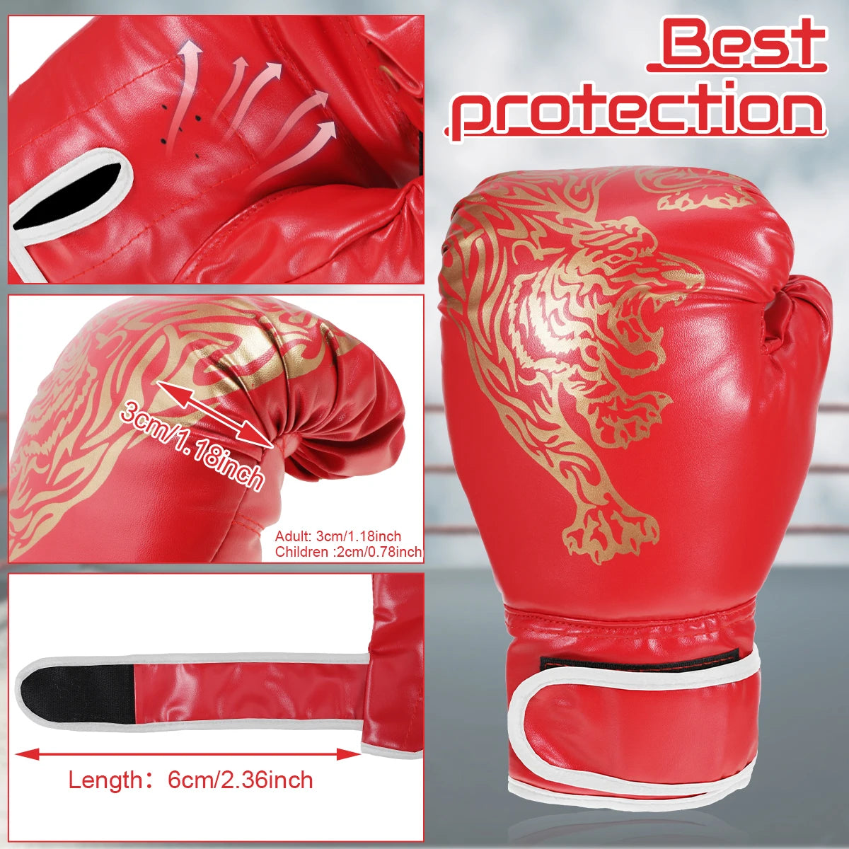 PU Leather Boxing Gloves – Adult & Kids Training Gloves for Kickboxing, Gym & Martial Arts