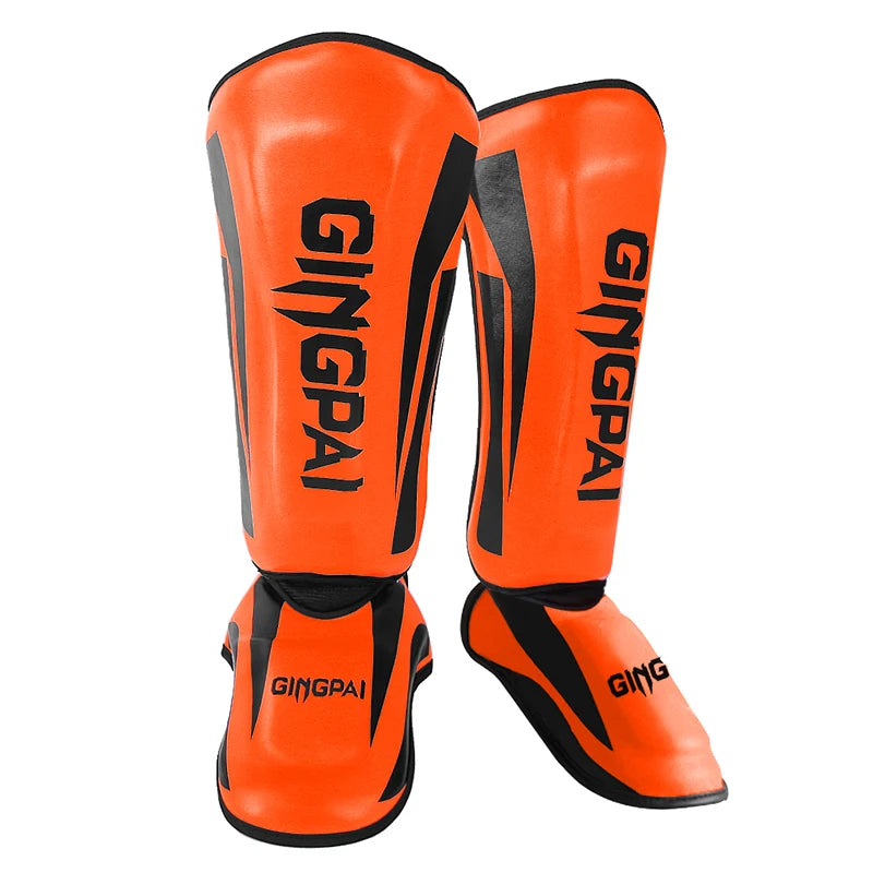 Muay Thai & Kickboxing Shin Guards – PU Leather Leg & Ankle Protectors