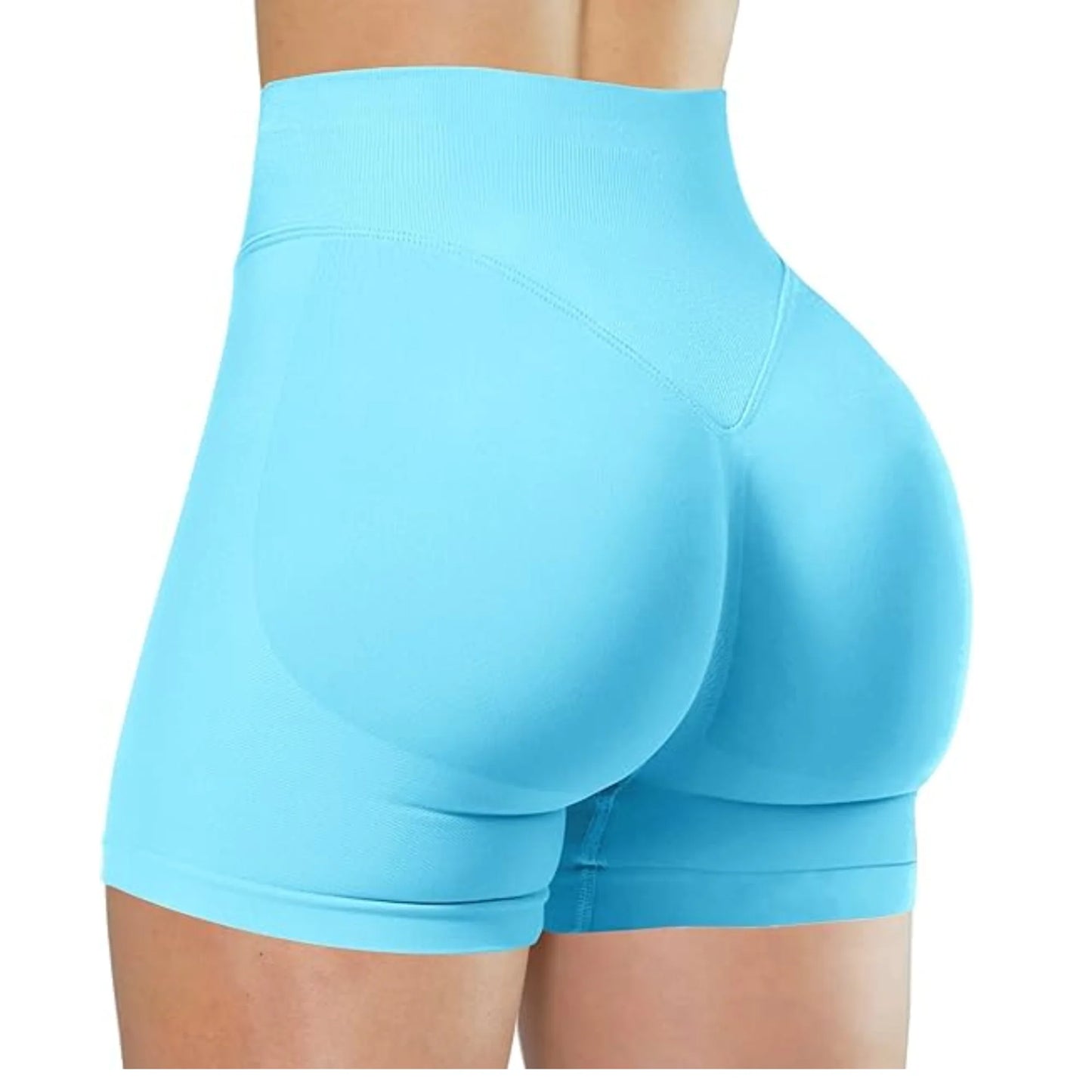 High-Waisted Yoga Shorts – Solid Color, Stretch Fit, Sexy & Sporty - OJABay