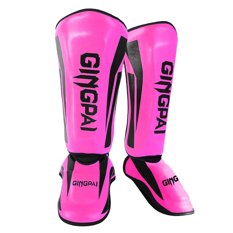 Muay Thai & Kickboxing Shin Guards – PU Leather Leg & Ankle Protectors
