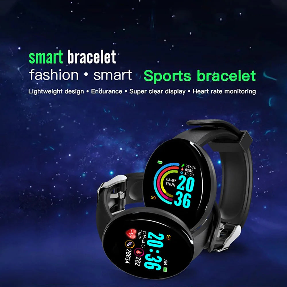 D18 Smart Watch – Fitness Tracker with Heart Rate & Blood Pressure Monitor - OJABay