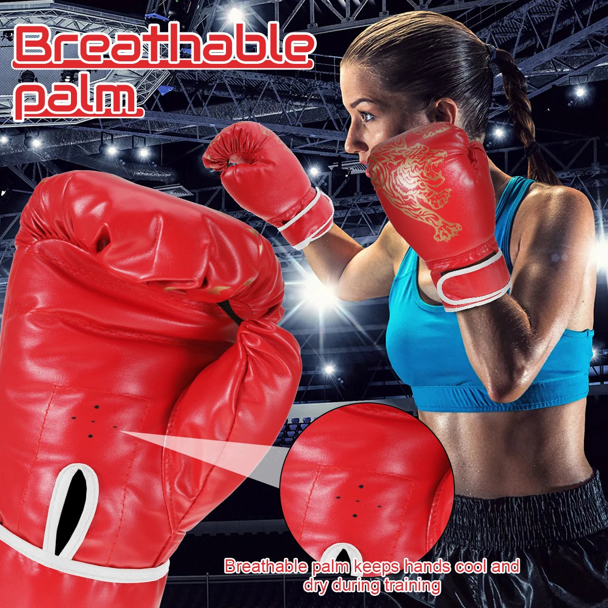 PU Leather Boxing Gloves – Adult & Kids Training Gloves for Kickboxing, Gym & Martial Arts