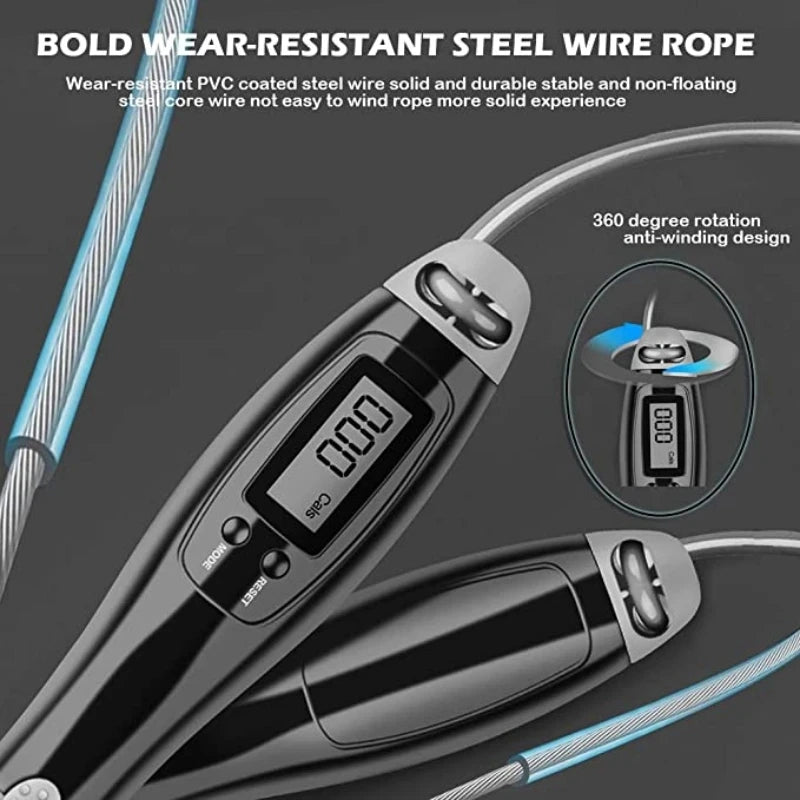 Cordless Digital Jump Rope – Smart Calorie Counter Fitness Skipping Rope - OJABay
