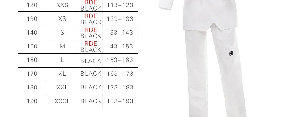 Taekwondo Dobok Karate Uniform with Belt – Kids & Adults (XXXS–XXXL)
