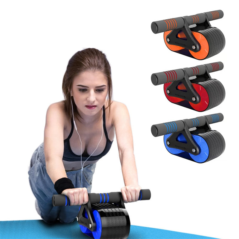 Double Wheel Ab Roller with Auto Rebound – Core & Waist Trainer for Home Workouts - OJABay