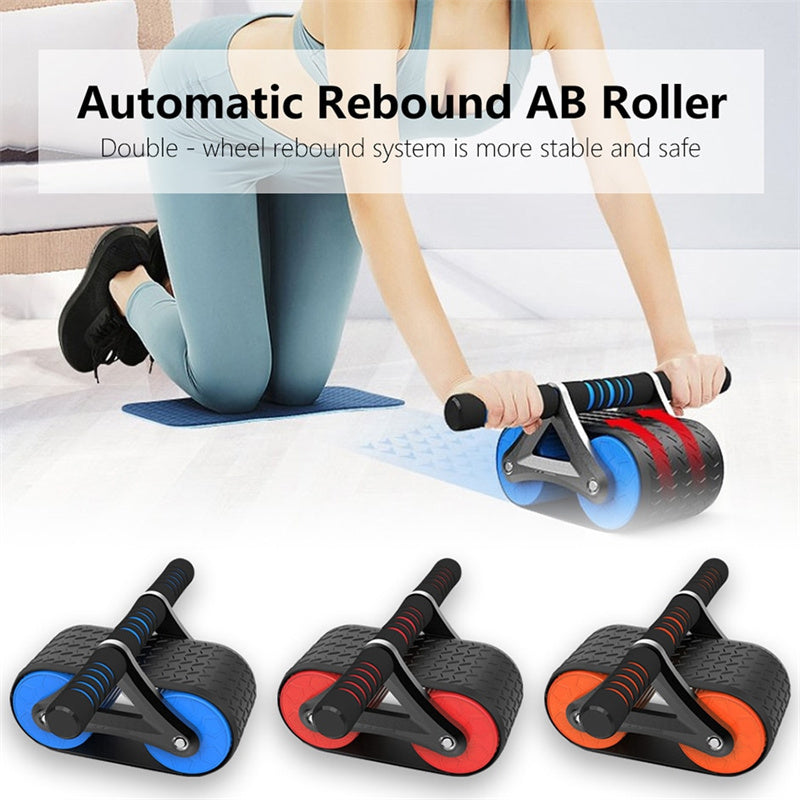 Double Wheel Ab Roller with Auto Rebound – Core & Waist Trainer for Home Workouts - OJABay