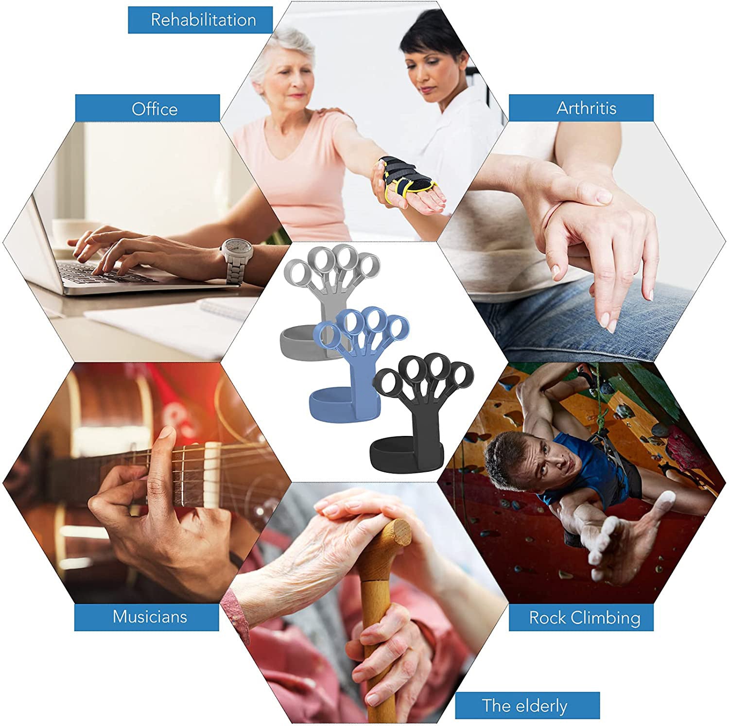 Silicone Finger Exerciser – Hand Grip Strengthener for Rehab & Pain Relief - OJABay