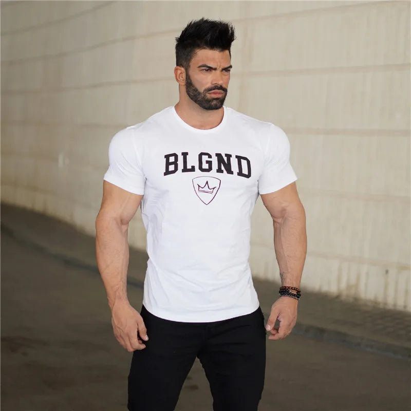 Men's Summer Gym T-Shirt 2024 – Cotton Fitness Short Sleeve Bodybuilding Tee - OJABay