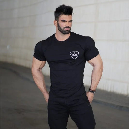Men's Summer Gym T-Shirt 2024 – Cotton Fitness Short Sleeve Bodybuilding Tee - OJABay