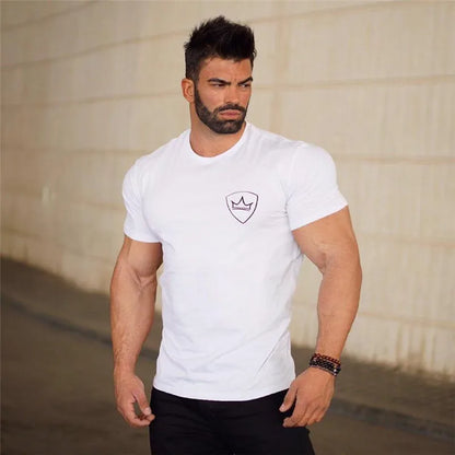 Men's Summer Gym T-Shirt 2024 – Cotton Fitness Short Sleeve Bodybuilding Tee - OJABay
