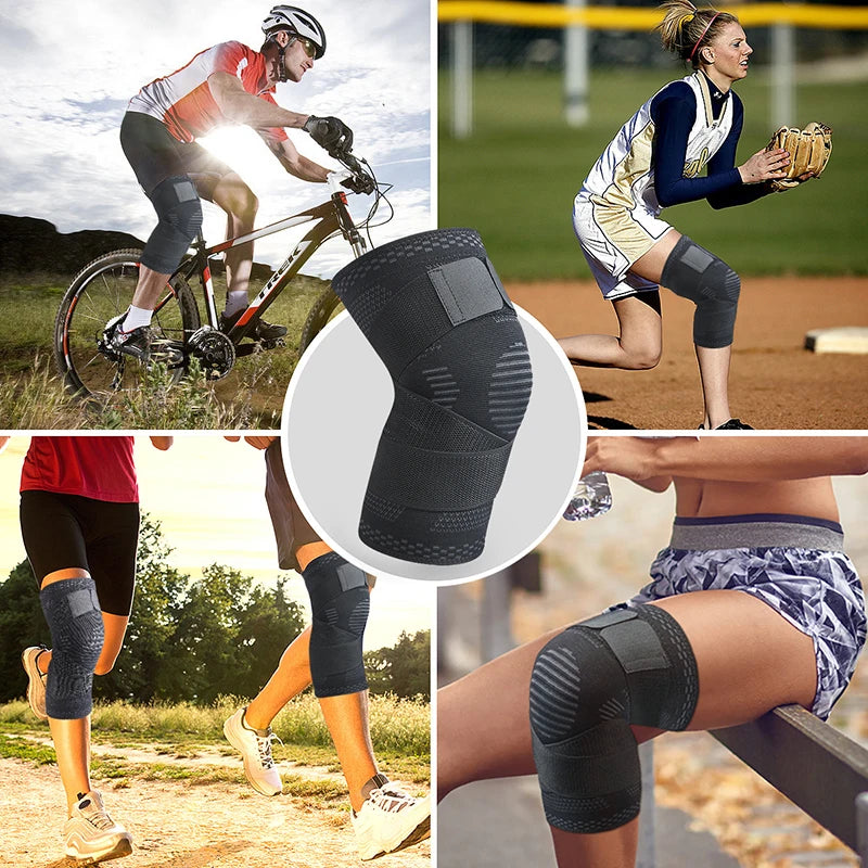 1PC Compression Knee Brace with Adjustable Bandage – Sports Support for Running, Basketball, Volleyball & Fitness - OJABay