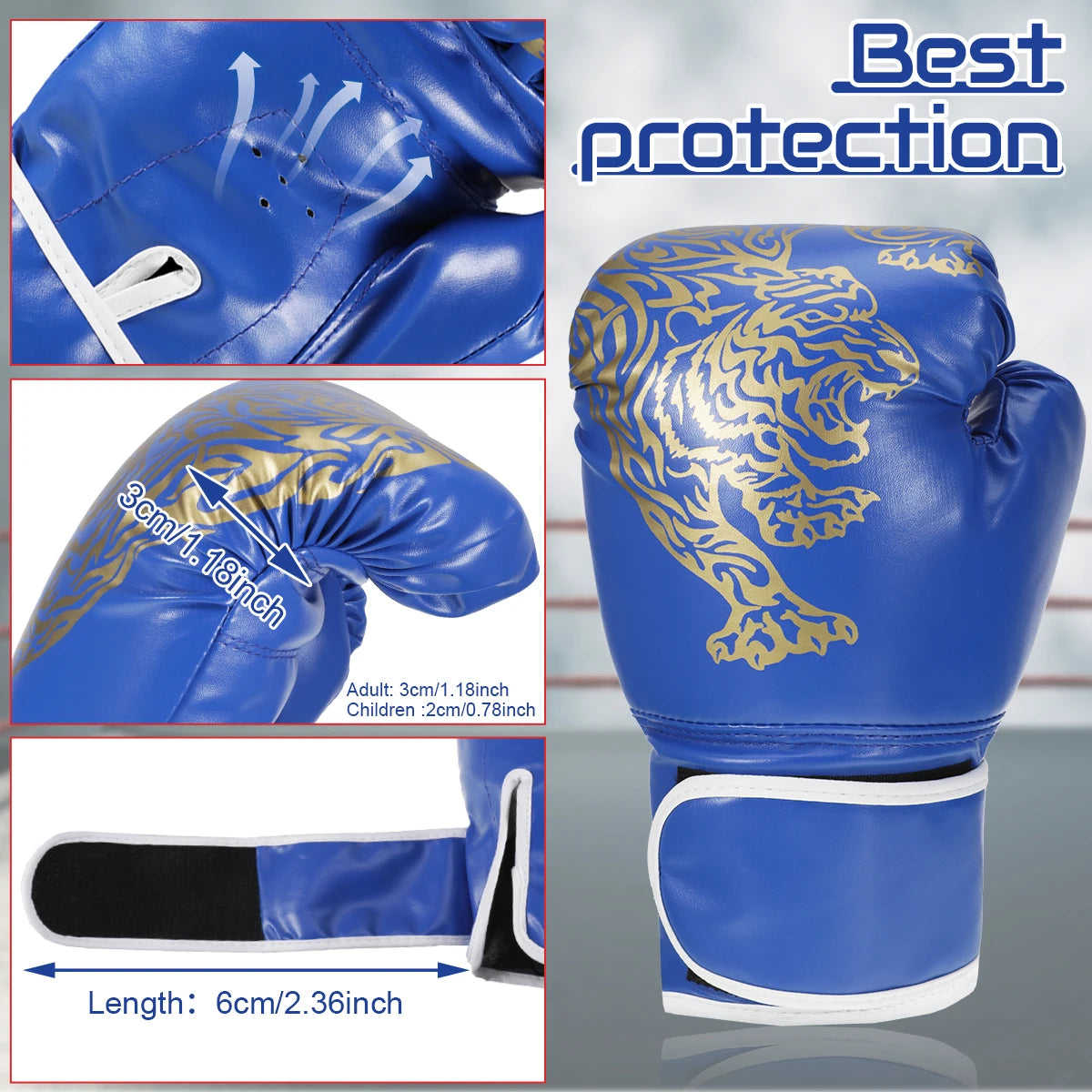 PU Leather Boxing Gloves – Adult & Kids Training Gloves for Kickboxing, Gym & Martial Arts