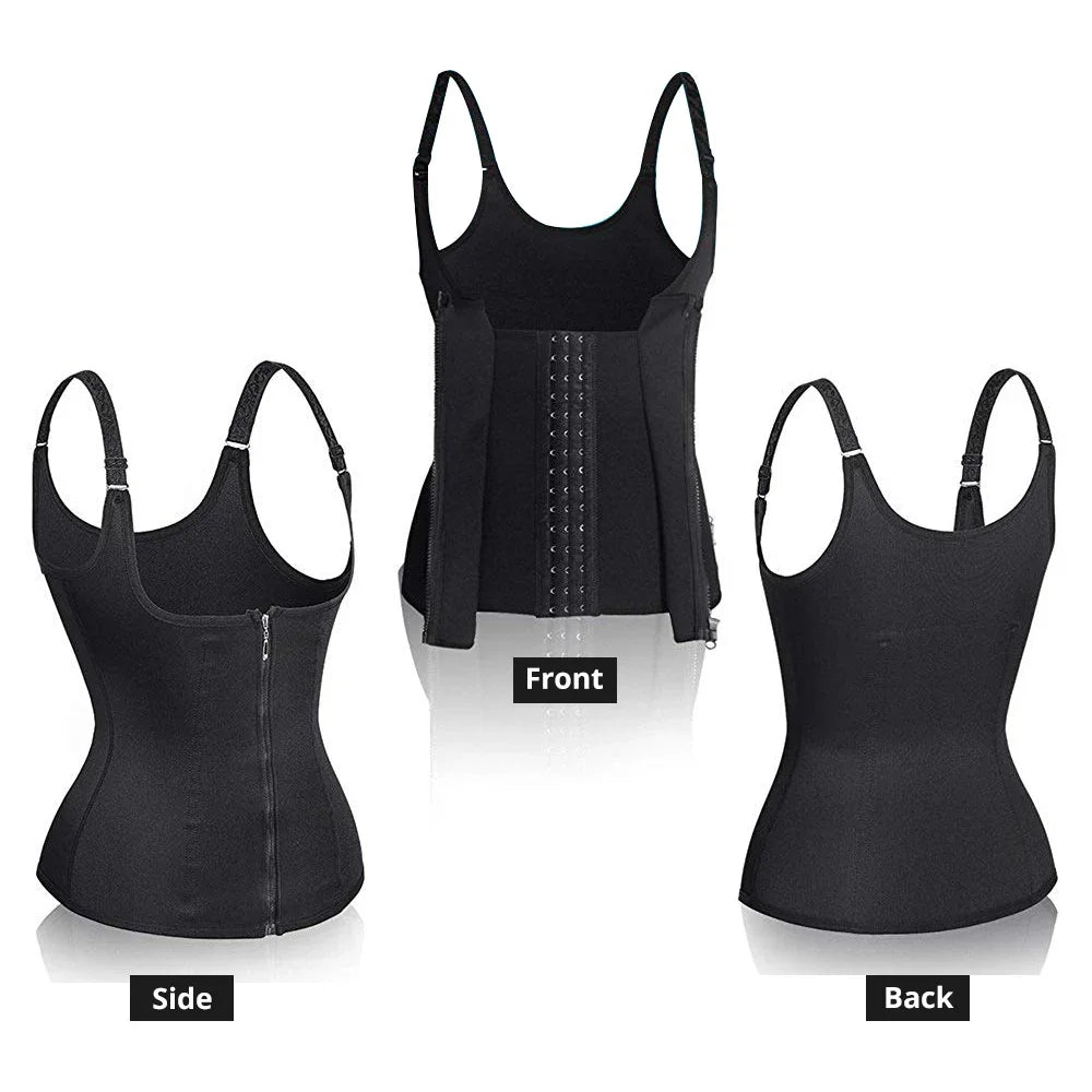 Women's Waist Trainer Tank Top – Zipper Body Shaper with Tummy Control | Sleeveless Activewear Shapewear - OJABay
