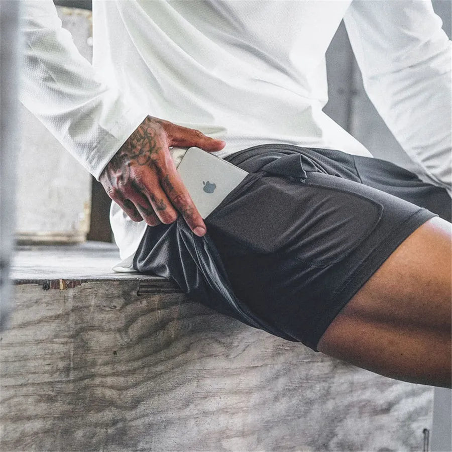 Men’s 2-in-1 Running & Gym Shorts – Double-Layer Sportswear for Fitness & Beach - OJABay