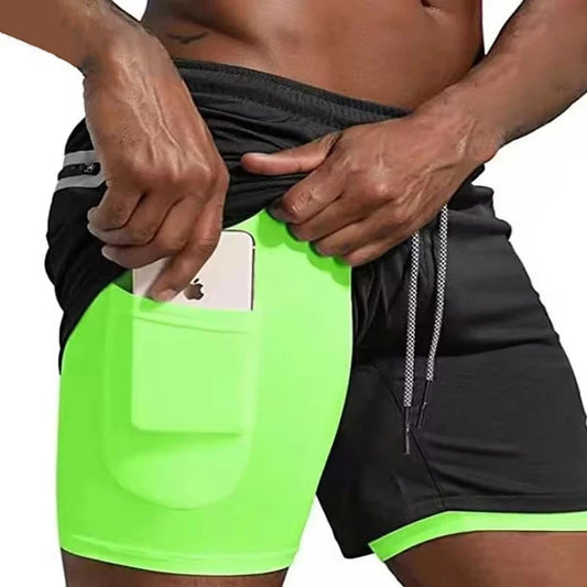 Men’s 2-in-1 Running & Gym Shorts – Double-Layer Sportswear for Fitness & Beach - OJABay