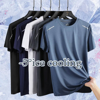 Running T-shirt Reflective Short Sleeve Ice Silk Quick Drying Summer Thin Breathable Fitness Tees Shirt Sportswear Sportsshirt - OJABay