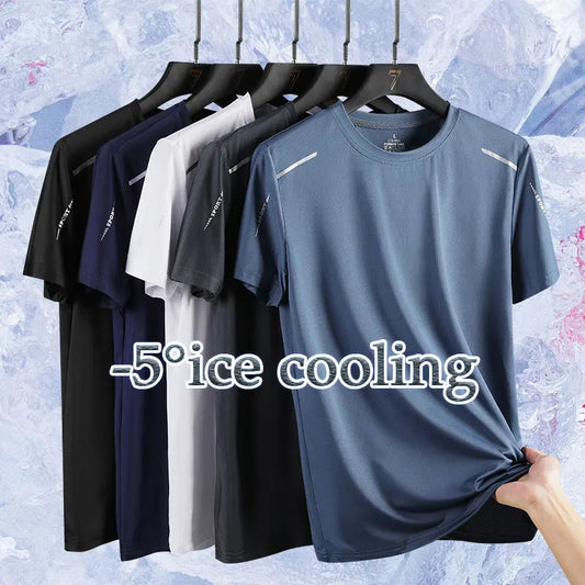 Running T-shirt Reflective Short Sleeve Ice Silk Quick Drying Summer Thin Breathable Fitness Tees Shirt Sportswear Sportsshirt - OJABay