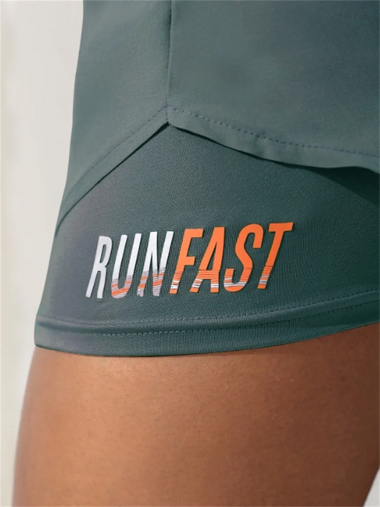High-Waist Women’s Yoga Running Shorts – Fake Two-Piece, Breathable & Stretchy - OJABay
