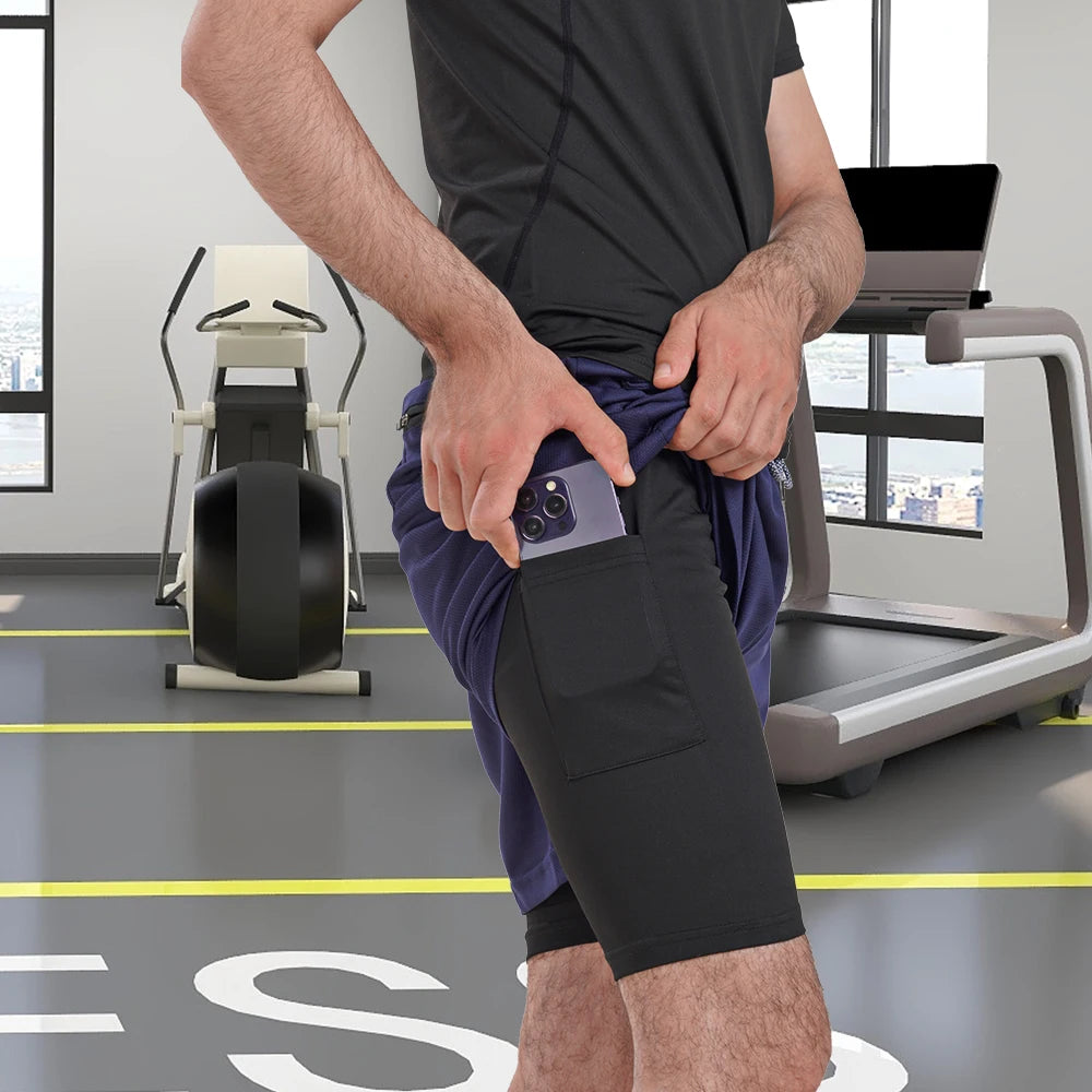 2-in-1 Running Shorts with Compression Layer – Stay Ready, Stay Dry - OJABay