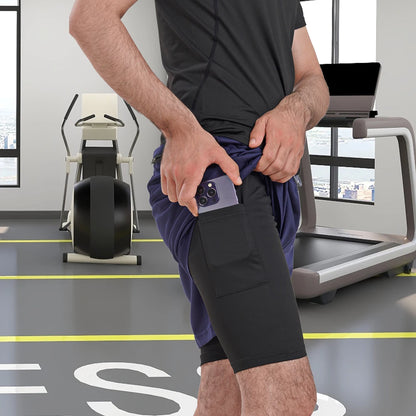 2-in-1 Running Shorts with Compression Layer – Stay Ready, Stay Dry - OJABay