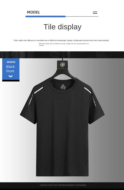Running T-shirt Reflective Short Sleeve Ice Silk Quick Drying Summer Thin Breathable Fitness Tees Shirt Sportswear Sportsshirt - OJABay