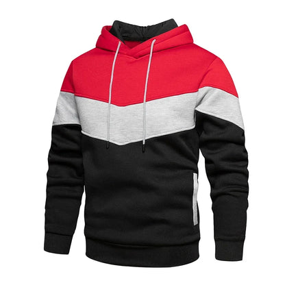 Men’s Patchwork Fleece Hoodie – Warm Casual Streetwear Pullover - OJABay
