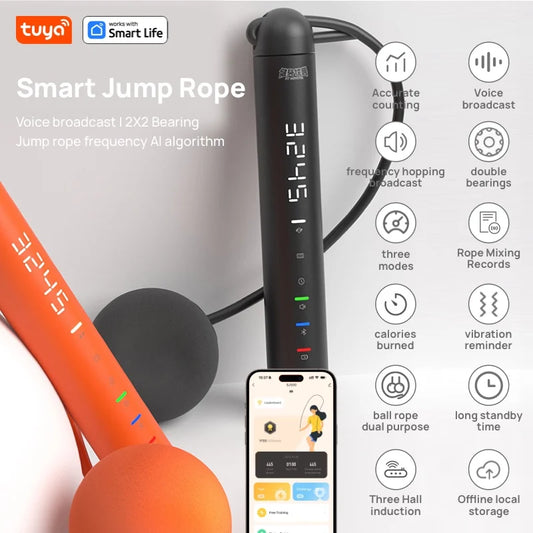 Smart Jump Rope with APP Tracker & LCD Display – Adjustable Skipping Rope for Home Gym, CrossFit, Cardio Workouts for Men & Women - OJABay