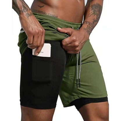 Men’s 2-in-1 Running & Gym Shorts – Double-Layer Sportswear for Fitness & Beach - OJABay