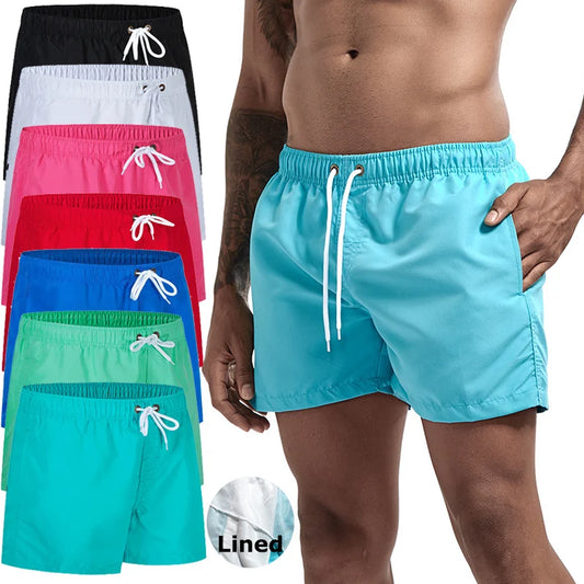 Men’s Quick-Dry Swim Trunks with Mesh Lining & Pockets