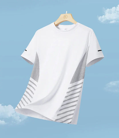 Men's Ice Silk Running T-Shirt – Quick-Dry, Breathable, Reflective Sports Tee - OJABay