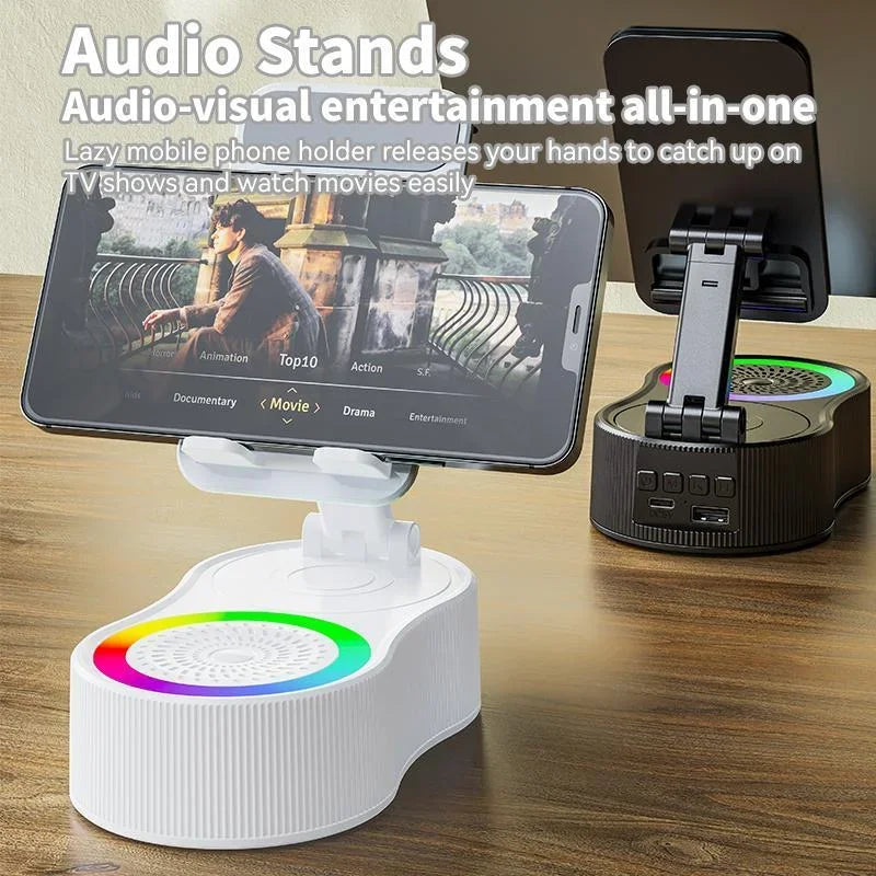 LED Phone Stand with Bluetooth Speaker – Adjustable Wireless Holder for Phones & Tablets - OJABay