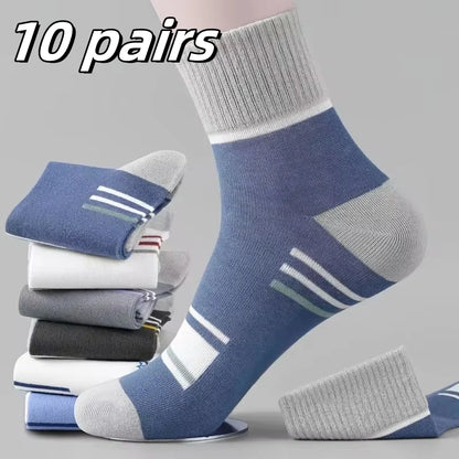 3/5/10 Pairs Men’s Breathable Bamboo Fiber Socks – Sweat-Absorbing, Deodorant Business & Sports Crew Stockings - OJABay