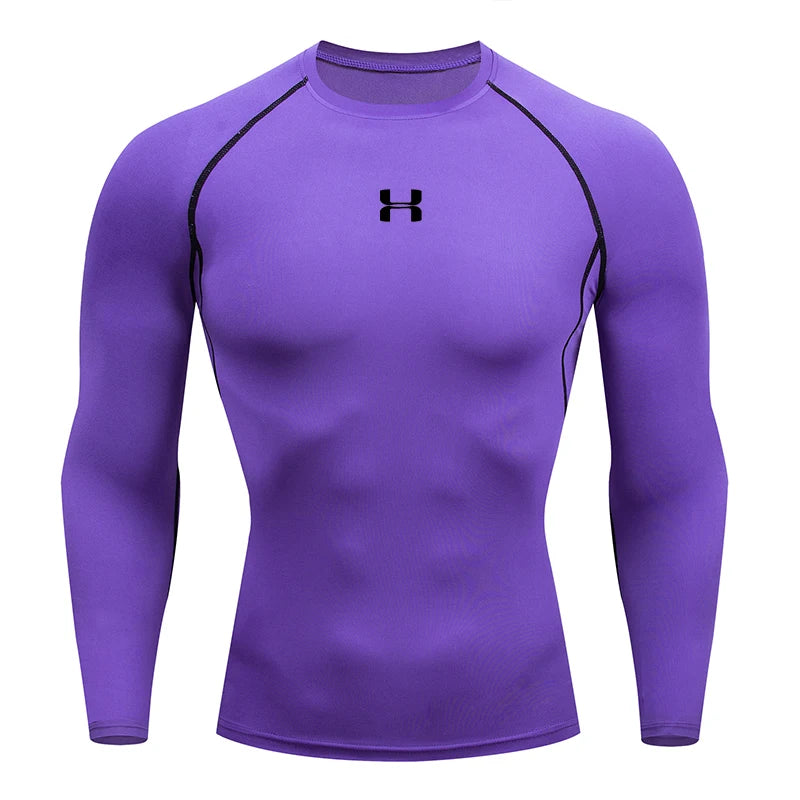Men's Long Sleeve Compression Workout Shirt – Gym, Running, Training Tee - OJABay