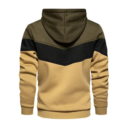 Men’s Patchwork Fleece Hoodie – Warm Casual Streetwear Pullover - OJABay