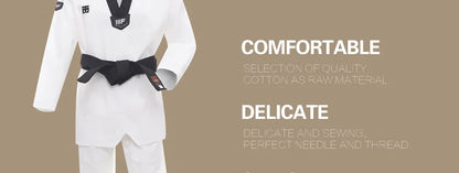 Taekwondo Dobok Karate Uniform with Belt – Kids & Adults (XXXS–XXXL)