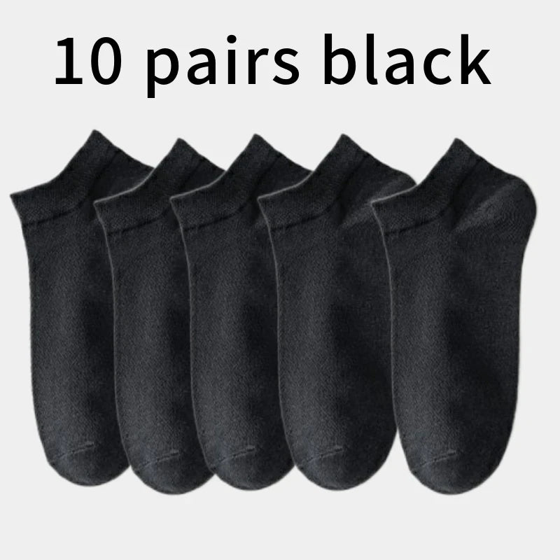 3/5/10 Pairs Men’s Breathable Bamboo Fiber Socks – Sweat-Absorbing, Deodorant Business & Sports Crew Stockings - OJABay