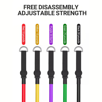 Resistance Bands Set 10–14PCS with Handles, Door Anchor & Ankle Straps