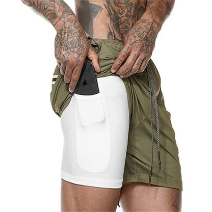 Men’s 2-in-1 Running & Gym Shorts – Double-Layer Sportswear for Fitness & Beach - OJABay