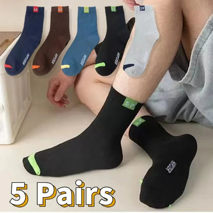 3/5/10 Pairs Men’s Breathable Bamboo Fiber Socks – Sweat-Absorbing, Deodorant Business & Sports Crew Stockings - OJABay
