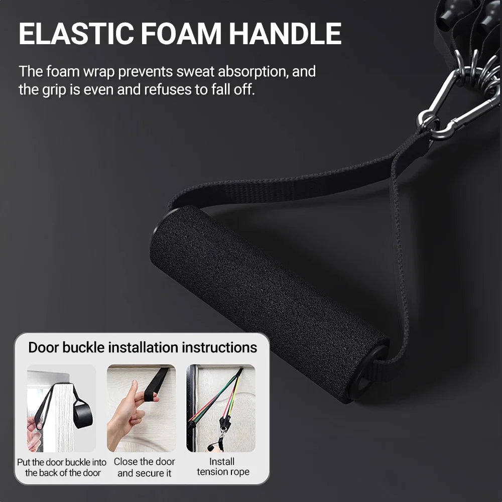 Resistance Bands Set 10–14PCS with Handles, Door Anchor & Ankle Straps